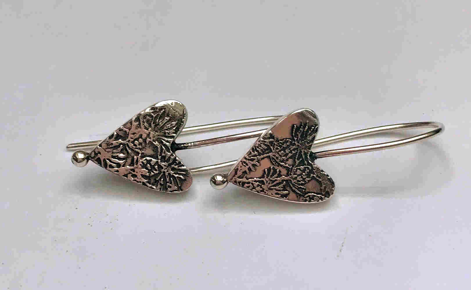 'Sterling Silver Earrings with Etched Thistles' by artist Carol Docherty